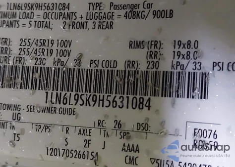 2017 Lincoln Continental Select from USA, damaged, VIN 1LN6L9SK9H5631084